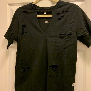 Black distressed top